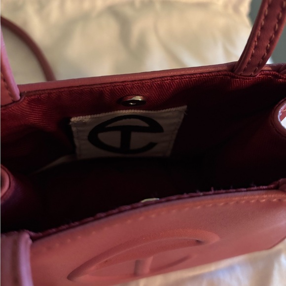 Telfar Small Shopping Bag - Pink Vegan Leather - Crossbody Mini Logo Tote - Picture 3 of 4
